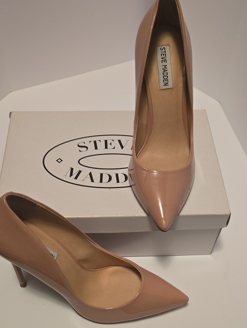 Steve Madden Nude Patent Pointed Toe Pumps